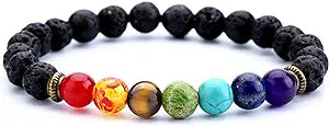 Brazalete difusor de aromaterapia de 7 chakras para hombres y mujeres, 8mm, piedra natural