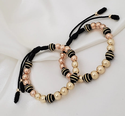 ¡Super Promoción! Pareja ❤️ Brazalete bicolor con neopreno 8mm y balin liso 8,7 mm.