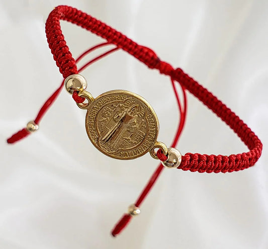 Brazalete herraje de San Benito y balin 4 mm rojo