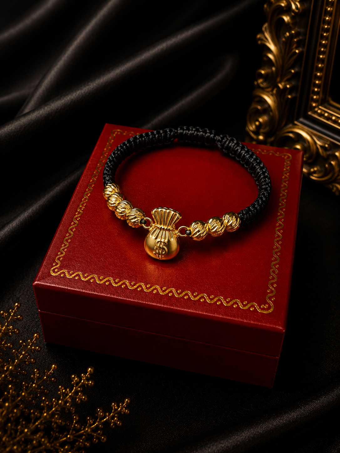 PULSERA BOLSA DE DINERO CON BALIN DIAMANTADO