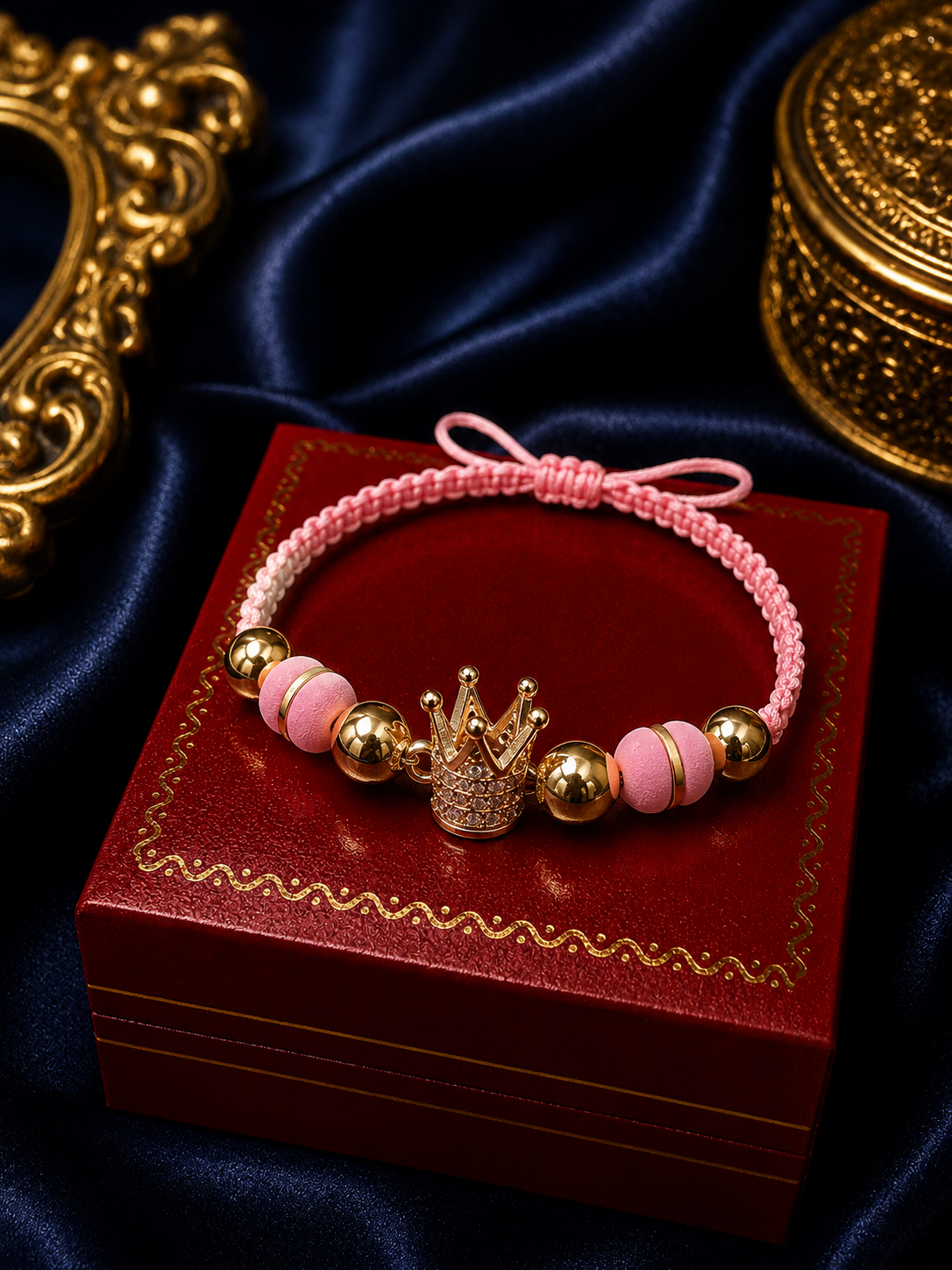 PULSERA CORONA CON BALIN DIAMANTADO