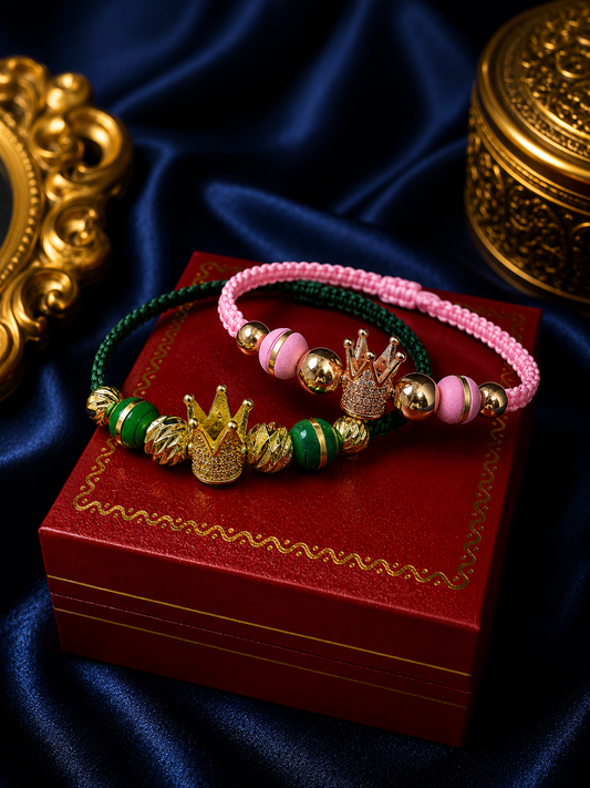 PULSERA CORONA CON BALIN DIAMANTADO